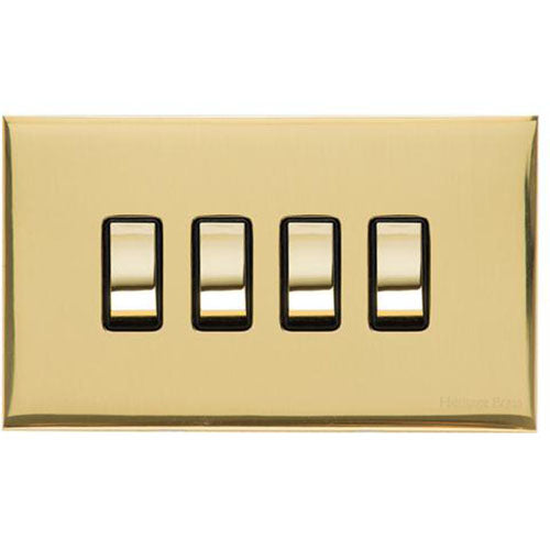 Winchester Range-Polished Brass-4 Gang Rocker Switch (10 Amp)