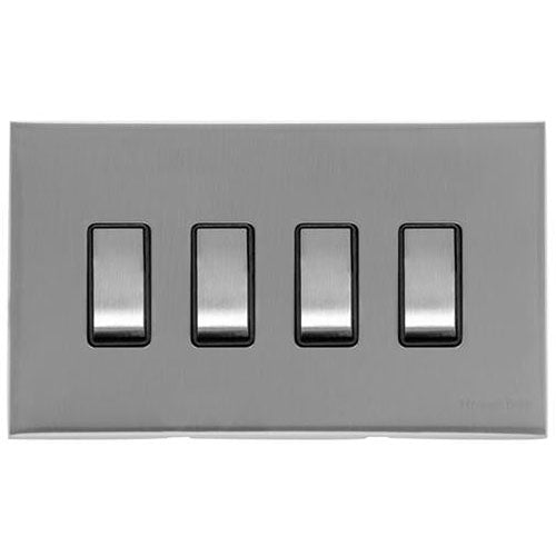 Winchester Range-Satin Chrome   -4 Gang Rocker Switch (10 Amp)