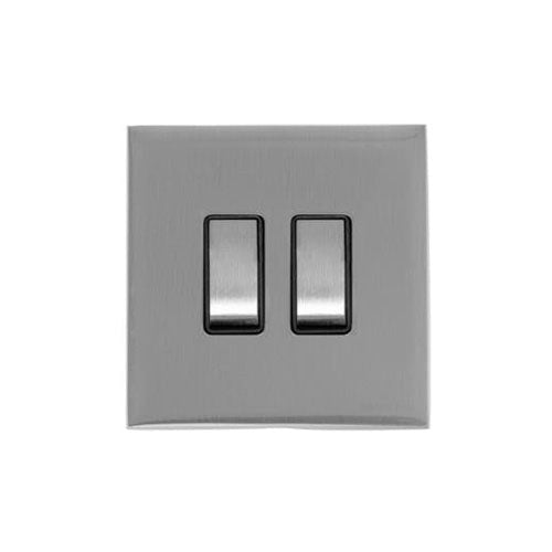 Winchester Range-Satin Chrome Silk-2 Gang Rocker Switch (10 Amp)