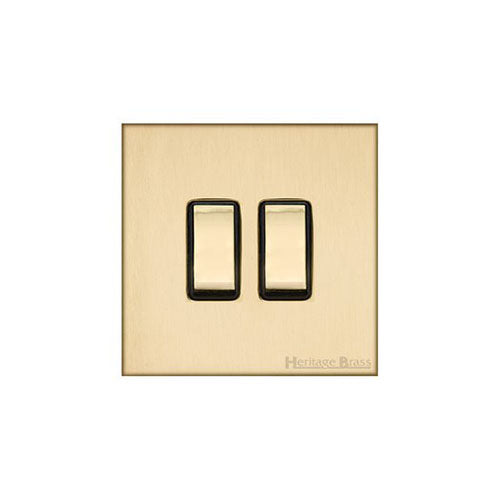 Winchester Range-Satin Brass-2 Gang Rocker Switch (10 Amp)
