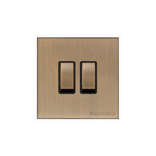Winchester Range-Antique Brass-2 Gang Rocker Switch (10 Amp)