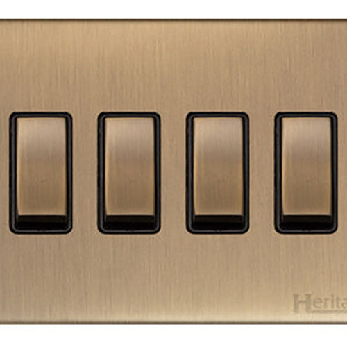 Winchester Range-Antique Brass-4 Gang Rocker Switch (10 Amp)
