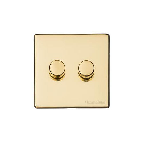 Vintage Range-Unlacquered Polished Brass -2 Gang Dimmer (400 watts)