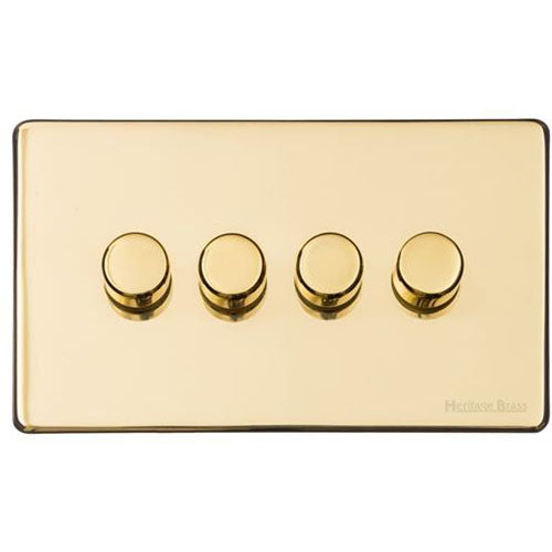Vintage Range-Polished Brass-4 Gang LED Dimmer (Compatible with LED Lamps)