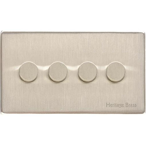 Vintage Range-Satin Nickel-4 Gang LED Dimmer (Compatible with LED Lamps)