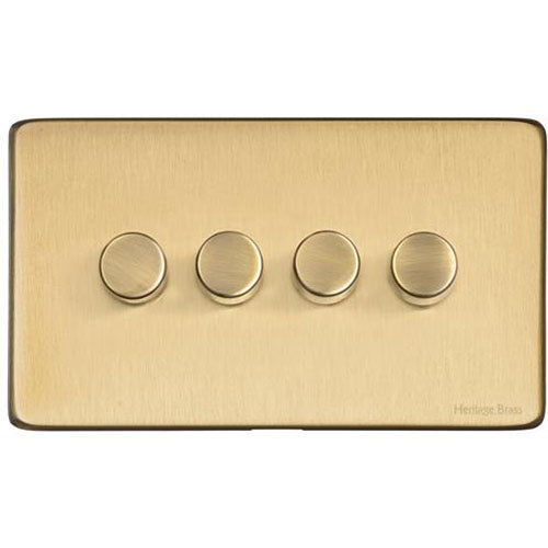 Vintage Range-Satin Brass-4 Gang LED Dimmer (Compatible with LED Lamps)