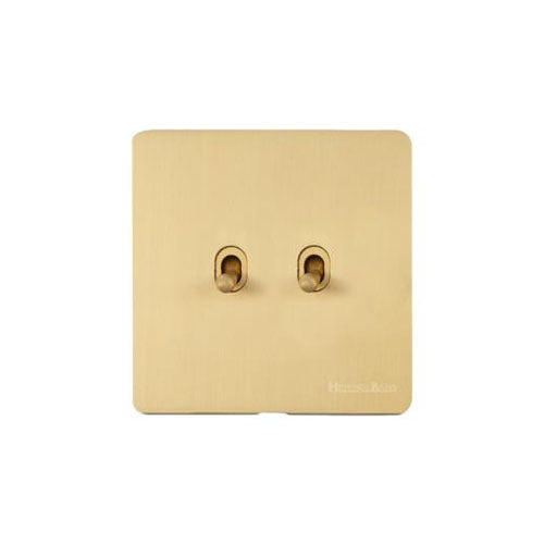 Vintage Range-Satin Brass-2 Gang Stockholm Toggle