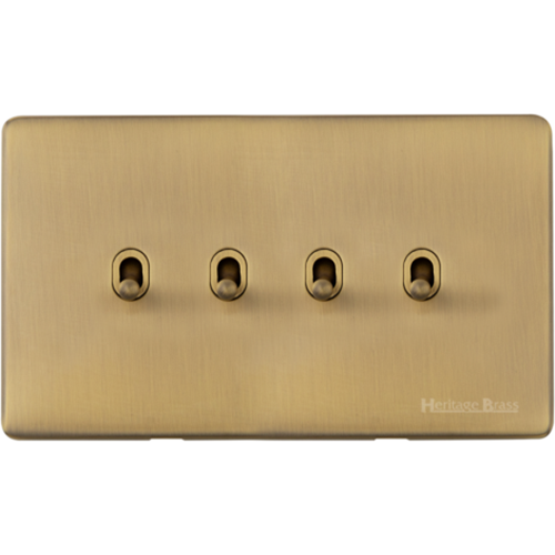 Vintage Range Antique Brass | 4 Gang Stockholm Toggle