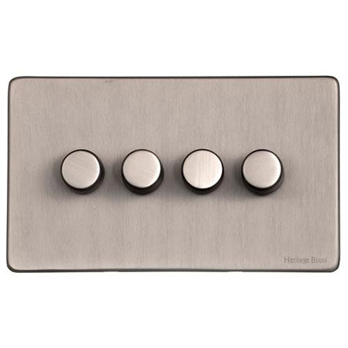 Vintage Range-Aged Pewter-4 Gang LED Dimmer (Compatible with LED Lamps)
