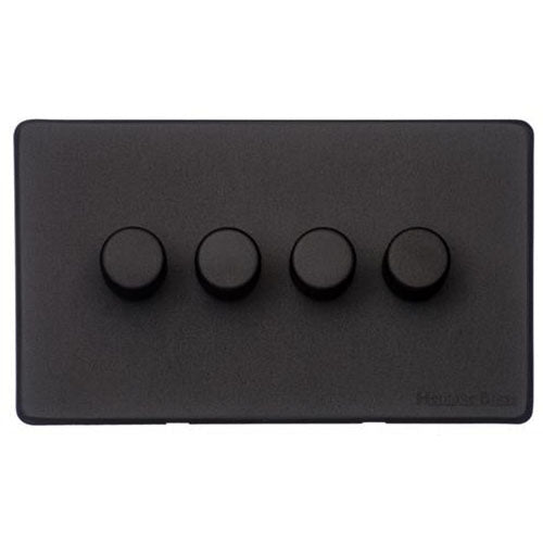 Vintage Range-Matt Black-4 Gang LED Dimmer (Compatible with LED Lamps)