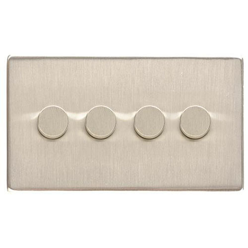 Studio Range-Satin Chrome-4 Gang LED Dimmer (Compatible with LED Lamps)