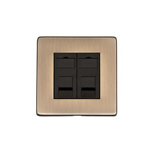 Studio Range-Antique Brass-2 Gang CAT6