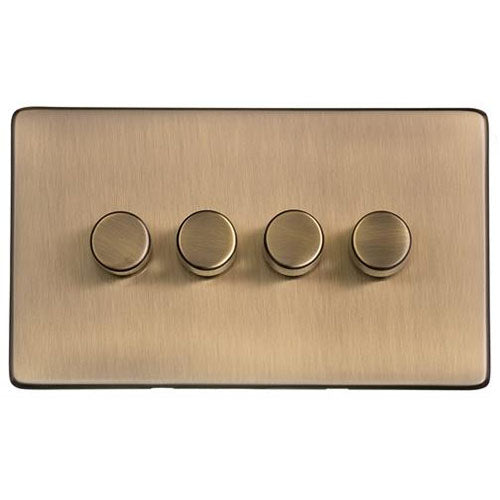 Studio Range-Antique Brass-4 Gang LED Dimmer (Compatible with LED Lamps)