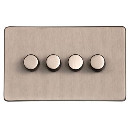 Studio Range Aged Pewter | 4 Gang TED Dimmer (Compatible with LED Lamps)