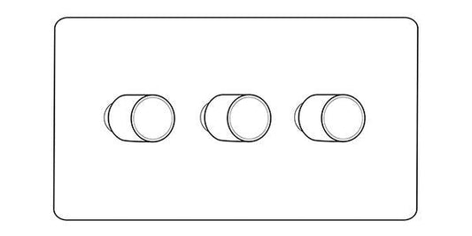 Executive Range-Satin Black Nickel & Chrome-3 Gang TED Dimmer (Compatible with LED Lamps)