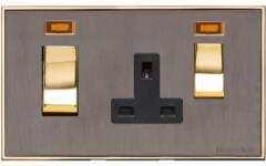 Executive Range-Satin Black Nickel & Brass-45A Cooker Unit + 13A Socket
