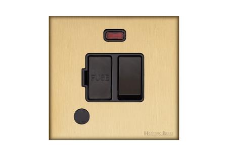 Windsor Range Matt Brass-Switched Spur with Neon + Cord (13 Amp)
