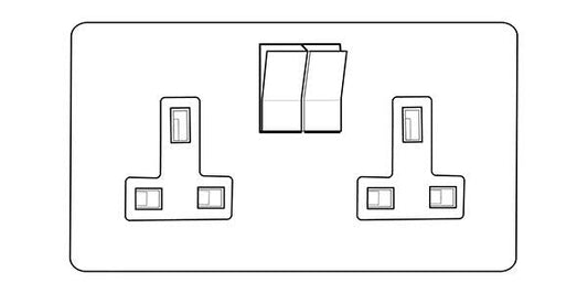 Executive Range-Matt White & Brass-Double Socket (13 Amp)