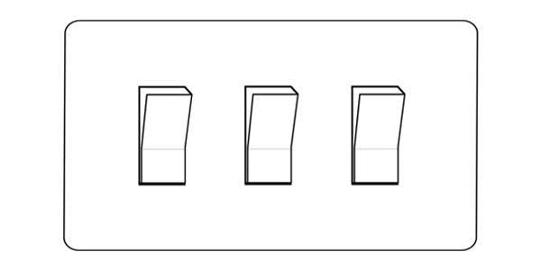 Executive Range-Satin Black Nickel & Brass-3 Gang Rocker Switch Twin Plate