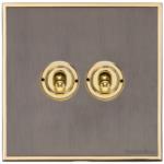 Executive Range-Satin Black Nickel & Brass-2 Gang Toggle Switch