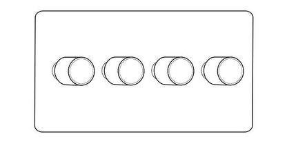 Executive Range-Matt White & Brass-4 Gang Dimmer (250 watts)