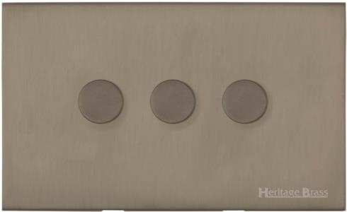 Windsor Range Aged Pewter | 3 Gang TED Dimmer (Compatible with LED Lamps)