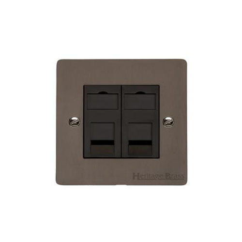 Elite Flat Plate Range-Matt Bronze-2 Gang CAT6