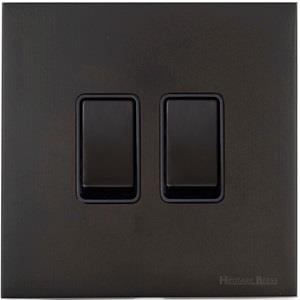 Windsor Range Dark Antique Bronze-2 Gang Rocker Switch (10 Amp)