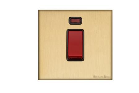 Windsor Range Matt Brass-45A DP Cooker Switch with Neon (single plate)