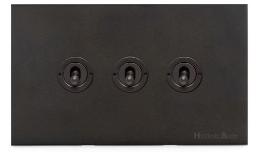 Windsor Range Dark Antique Bronze-3 Gang Toggle Switch