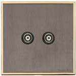 Executive Range-Satin Black Nickel & Brass-2 Gang TV Coaxial Socket
