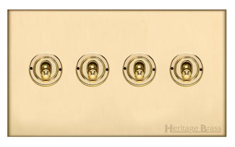 Windsor Range Matt Brass-4 Gang Toggle Switch