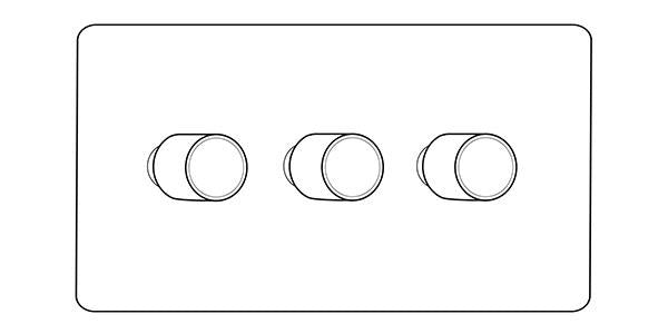 Executive Range-Satin Black Nickel & Brass-3 Gang TED Dimmer (Compatible with LED Lamps)