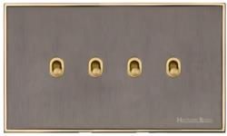 Executive Range-Satin Black Nickel & Brass-4 Gang Stockholm Toggle