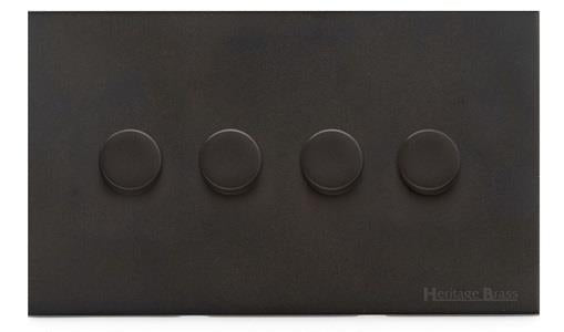 Windsor Range Dark Antique Bronze-4 Gang TED Dimmer (Compatible with LED Lamps)