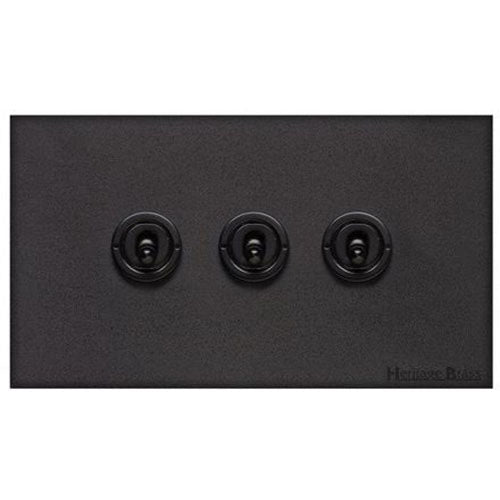 Windsor Range-Matt Black-3 Gang Toggle Switch