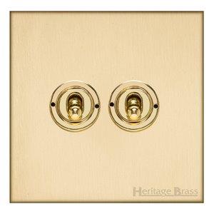 Windsor Range Matt Brass-2 Gang Toggle Switch