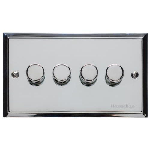 Elite Stepped Plate Range-Polished Chrome-4 Gang LED Dimmer (Compatible with LED Lamps)