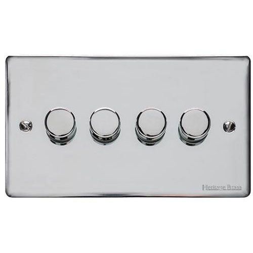 Elite Flat Plate Range-Polished Chrome-4G Multi Location Primary Dimmer