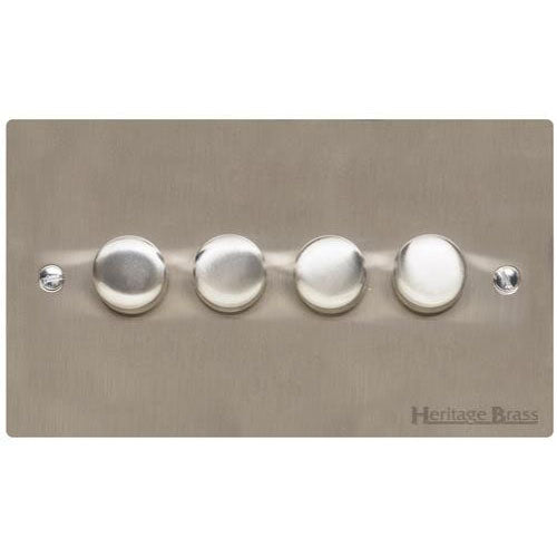 Elite Flat Plate Range-Satin Nickel-4 Gang LED Dimmer (Compatible with LED Lamps)