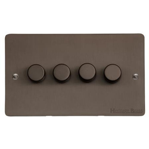 Elite Flat Plate Range-Matt Bronze-4 Gang LED Dimmer (Compatible with LED Lamps)
