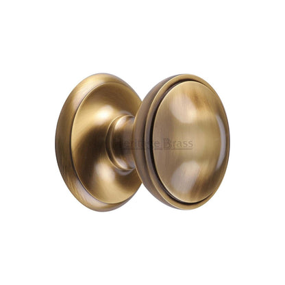 Round Centre Door Knob - Antique Brass