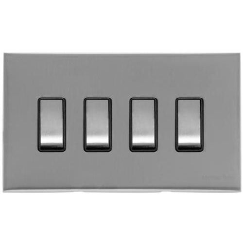 Winchester Range-Satin Chrome Silk-4 Gang Rocker Switch (10 Amp)