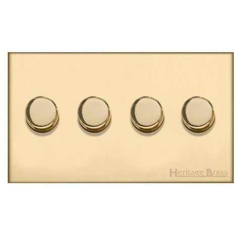 Winchester Range-Satin Brass-4 Gang LED Dimmer (Compatible with LED Lamps)