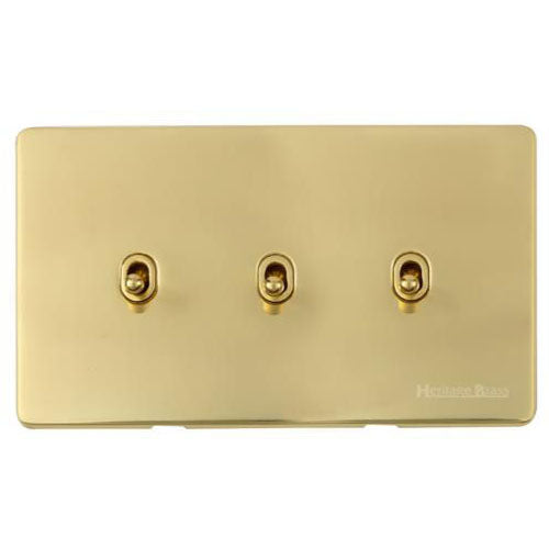 Vintage Range-Polished Brass-3 Gang Stockholm Toggle