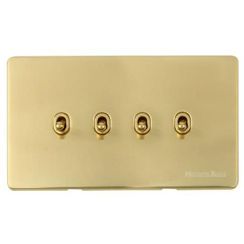 Vintage Range-Polished Brass-4 Gang Stockholm Toggle