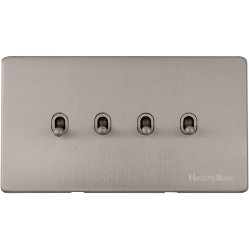 Vintage Range-Satin Nickel-4 Gang Stockholm Toggle