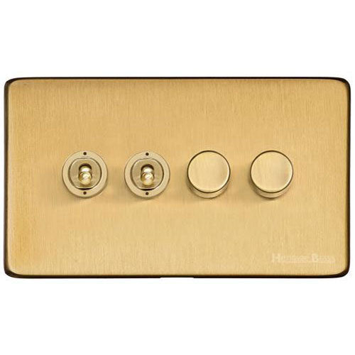 Vintage Range-Satin Brass-4G 2xToggle 2xTED