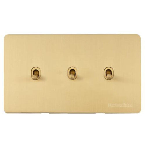 Vintage Range-Satin Brass-3 Gang Stockholm Toggle