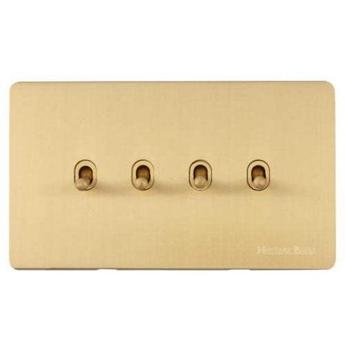 Vintage Range-Satin Brass-4 Gang Stockholm Toggle